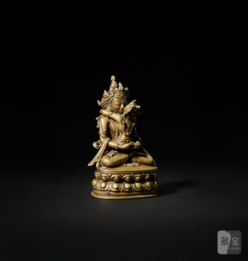 STATUE D'AMITAYUS ET SA PARÈDRE EN ALLIAGE DE CUIVRE DORÉ  TIBET, XVE SIÈCLE - 图3